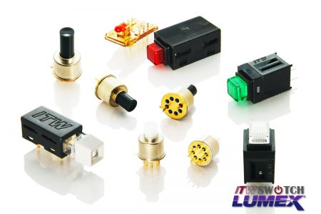 Interruptores tipo botão PCBA - ITW Lumex Switchfornece interruptores de botão iluminados por LED em miniatura para aplicações PCBA.